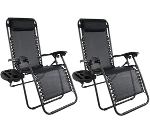 Set of 2 Outdoor Zero Gravity with side Tables