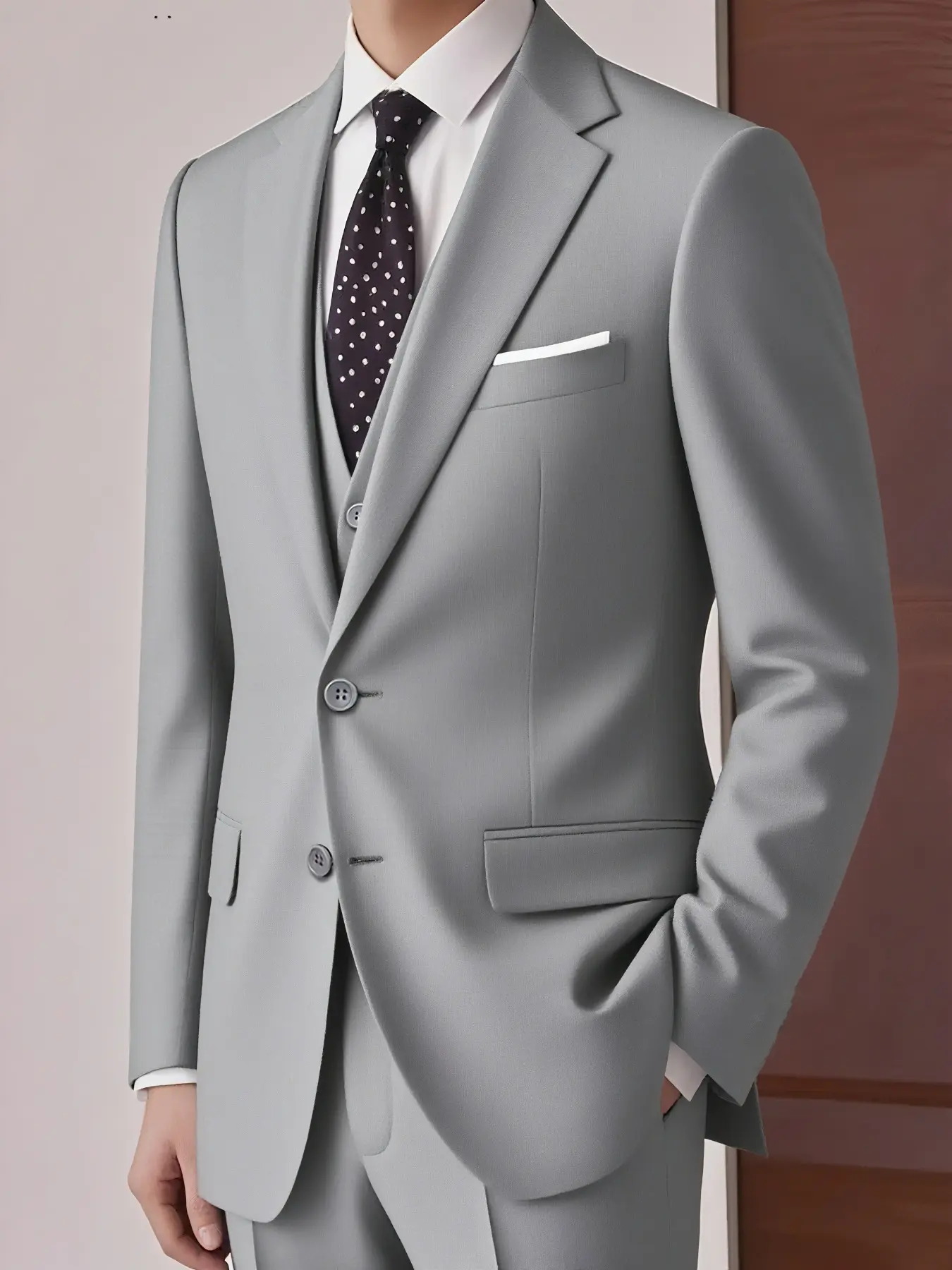 Men'S Suit 3pcs Set, Blazer + Vest + Trousers, Groomsmen Business, Fashionable and Elegant, High Quality Men, Suitable for Wedding, Business, Party