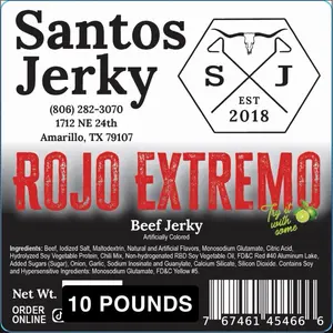Santos Jerky ROJO EXTREMO 10 POUND BAG Santos Jerky ROJO EXTREMO 10 POUND BAG