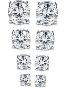 Magnetic Earrings for Men & Women, Shiny Round Cz Studs, Non-Piercing, Hypoallergenic, Stainless Steel, Casual Style, Fashionable Earrings, All Seasons