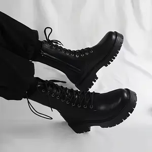 Men's Casual Ankle Boots - Solid Color Faux Round Toe Lace-Up with Rubber Sole & Insole, Suitable for Daily Wear, Parties & Vacation Wear