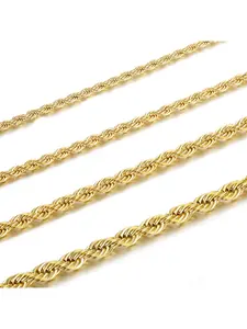 1 Pc Minimalist Golden Twisted Rope Chain Necklace for Women Men Premium Stainless Steel Sturdy Construction Lightweight Hypoallergenic for Sensitive Skin Classic Timeless Design Fits Casual Daily Wear Formal Special Occasions Perfectly