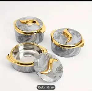 3 pcs Insulated  Casserole Set ,Golden -touch Insulated Lidded Heat-Stainless Steel  Casserole set ,Golden -touch insulated Lidded Heat -Stainless Steel Casserole Set ,Hot Plate for Buffet Use ,Hot pot Warmer Set, Made of Heat Stainless Steel And Suiitabl