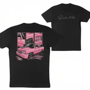 180g[100%cotton]SueloM0b Candy T-shirt, Pink Truck Shirt, Truck Shirts, Car Merch, Cotton Crew Neck, Short Sleeves, Classic Fit, Unisex For Men, Streetwear, Classic Top Shirt High-quality trendy printed casual short-sleeved shirt Stylish