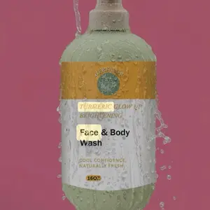Turmeric Brightening Face & Body Wash - Hydrating Exfoliating Cleanser for All Skin Types with Smoothing, Skin Repair, Anti-Aging Benefits