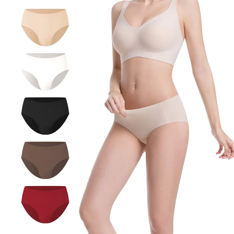Women’s Seamless Full Coverage Underwear – Breathable No Show Silky Stretch Brief Panties, 5-Pack for Everyday Comfort