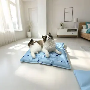 Blue Aesthetic Pet Cooling Mat - No-Gel Safe Cool Bed That Actually Cools Your Cat