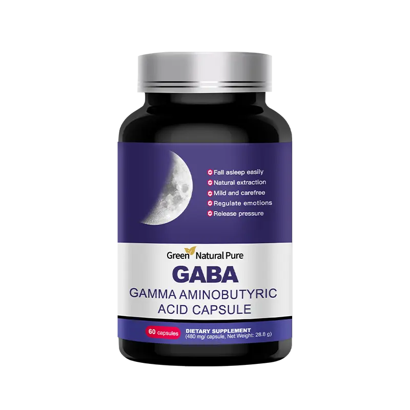 Green Natural Pure Sleep Aid Capsules — 60 Servings — GABA Capsules (Melatonin-Free) Herbal Dietary Supplement