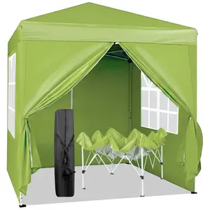 6.5X6.5FT Two Doors & Two Windows Practical Waterproof Right-Angle Folding Tent Greenish-Gray essentials camping tools tarp
