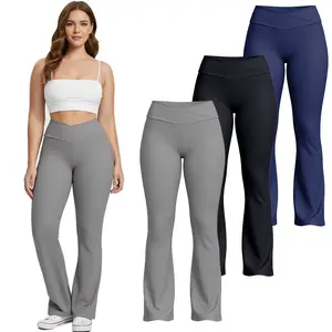 Women's Solid Flare Leggings Yoge Pants Comfortable Breathable Versatile Casual Wear Workout Fitness Sportswear Spring Womenswear Athletic Stretchable