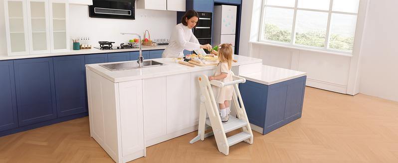 Dripex Toddler Tower Kitchen Stool Helper, Foldable & Adjustable Height Kids Learning Stool for Kitchen Counter Bathroom Sink, Child Ladder for Toddlers with Handles, Safty Rail, Non-Slip Pads Dripex Toddler Tower Kitchen Stool Helper, Foldable & Adjustable Height Kids Learning Stool for Kitchen Counter Bathroom Sink, Child Ladder for Toddlers with Handles, Safty Rail, Non-Slip Pads