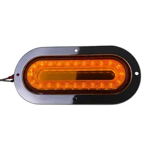 Oval Amber LED Turn Signal Light in Chrome Bezel with Reflective Interior