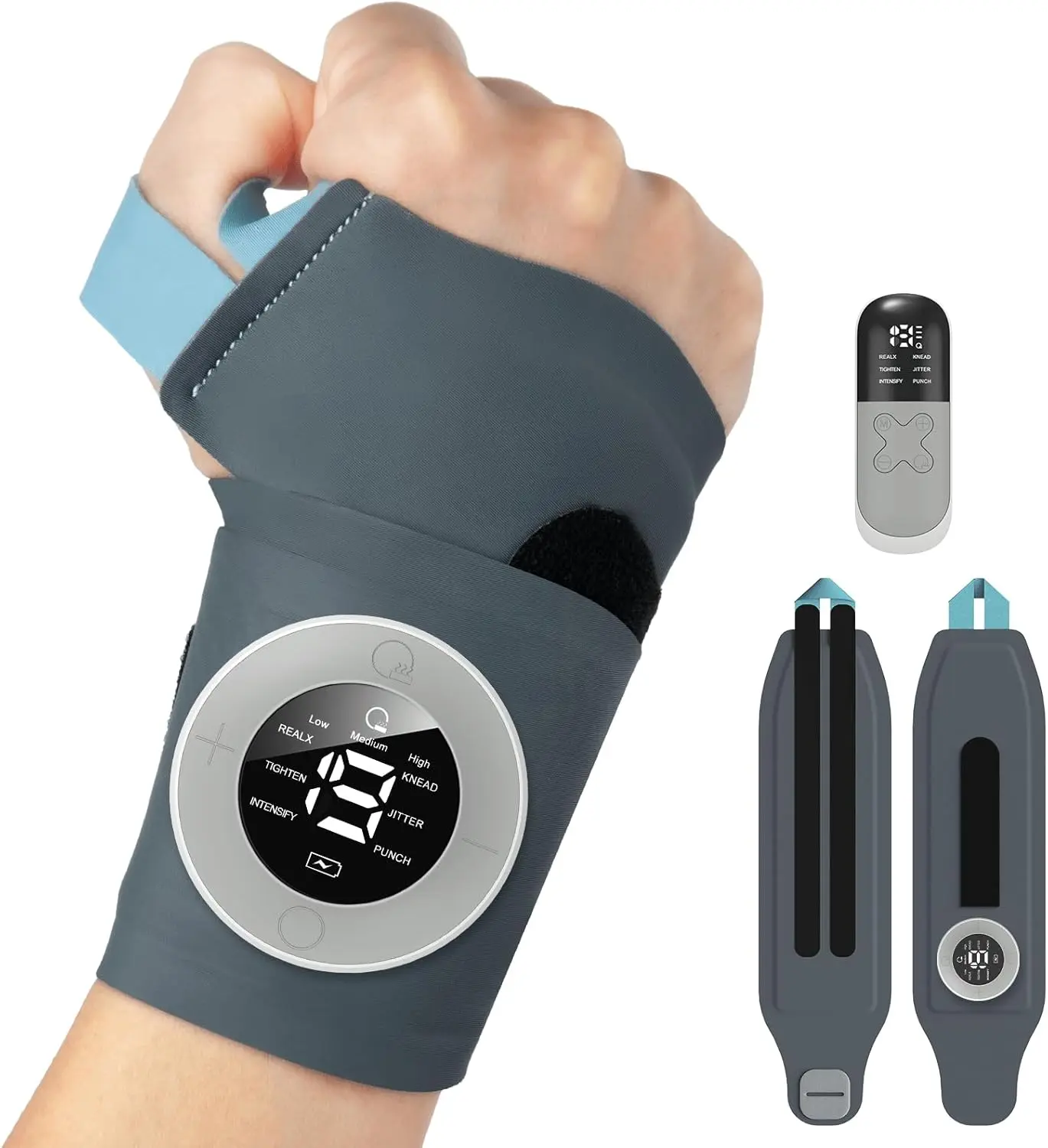 SERFORY wrist portable therapy gift，Cordless Wrist Heating Pad with Pulse Massage, 3-Temperature & 19 Modes for Hand & Wrist Pain Relief, Electric Heat Wrap Soothes Sore Muscles from Typing, Gaming, Sports & Daily Use, Fits Both Hands