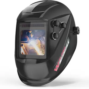 Large View True Color Solar Auto-Darkening Welding Helmet, 4 Adc Sensors, Wide Shade 4/5-9/9-13, for Tig Mig Arc Grinding Plasma