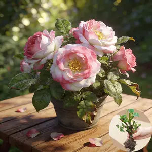 Blush White Mature Climbing Rose Bush, Heirloom Old Stump Bare Root – Fragrant Perennial Vine for Fence, Wall & Home Gardens Plant