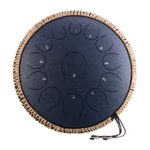 Navy Blue Handpan 14 Inch Steel Tongue Drum with 13 Notes in C Key for Meditation and Relaxation High-Alloy Steel Handcrafted Percussion Instrument for Beginner Music Enthusiasts