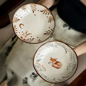 Handmade 9 Inch Unique Ceramic Plate, Salad Plate, Serving Plate, Ideal for Vegetables Noodles Fruits Desserts, Perfect Holiday Gift