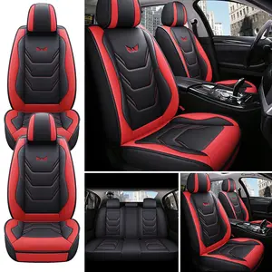 Full Set PU Leather Car Seat Covers - Breathable, Waterproof, Universal Fit for Most Cars, SUV, Pickup Truck - Premium Cushion Protector for Automotive Vehicle Interior