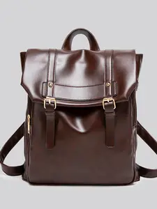 New retro vintage college style oil wax texture flip cover design, large capacity backpack suitable for daily street use and short distance travel