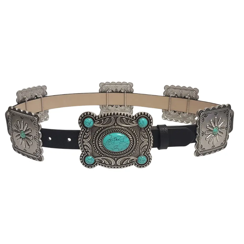Western Floral Concho Belt vegan Leather