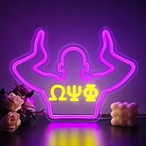 Omega Neon Light Sign Dimmable LED Greek Gesture Shape Retro Math Letter Psi Phi Neon Light, Party Bar Game Room Birthday Holiday Gifts