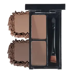 Brow Powder Kit – Long-Lasting Light Brown Gray Color Brow Filler for Full, Defined Natural Brows, Contour Palette with Double-Ended Brush, sombra para cejas-1 #