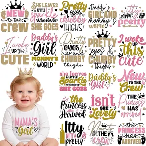 Girl Iron on Transfers - 20 Sheets Cute Onesie  Princess DTF Ready to Press Heat Patches Vinyl Stickers  for T Shirts Clothing Clothes Pillow Appliques DIY Craft Decoration