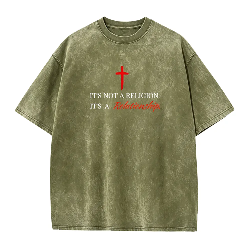 Christian Faith T-Shirt - It's Not Religion, It's Relationship Bible Verse Tee with Cross Design - Soft Everyday Church Apparel for Men & Women - Black Shirt W Red Lettering - Classic Retro Sty