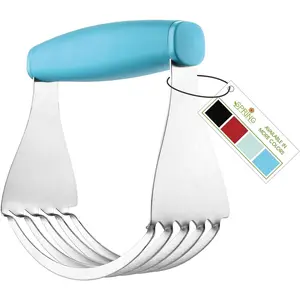 XL Dough Blender Tool For Baking, Heavy Duty Pastry Blender, Stainless Steel Pastry  with Durable , Dough Mixer, Butter  for Easy Mixing, Dishwasher Safe - Aqua Sky