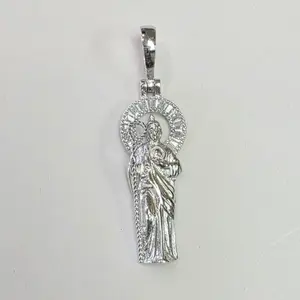 Sterling Silver 925 CZ Saint Jude Taddeo San Judas Tadeo Pendant
