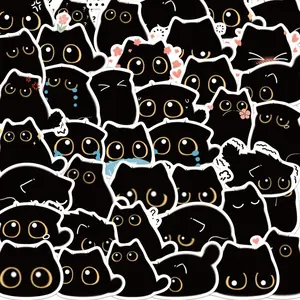 Cute Cat Pattern Sticker, 40pcs/set Self Adhesive Decorative Stickers, DIY Decals for Water Bottle, Laptop, Phone Case, Scrapbooking, Journal Making, Protective