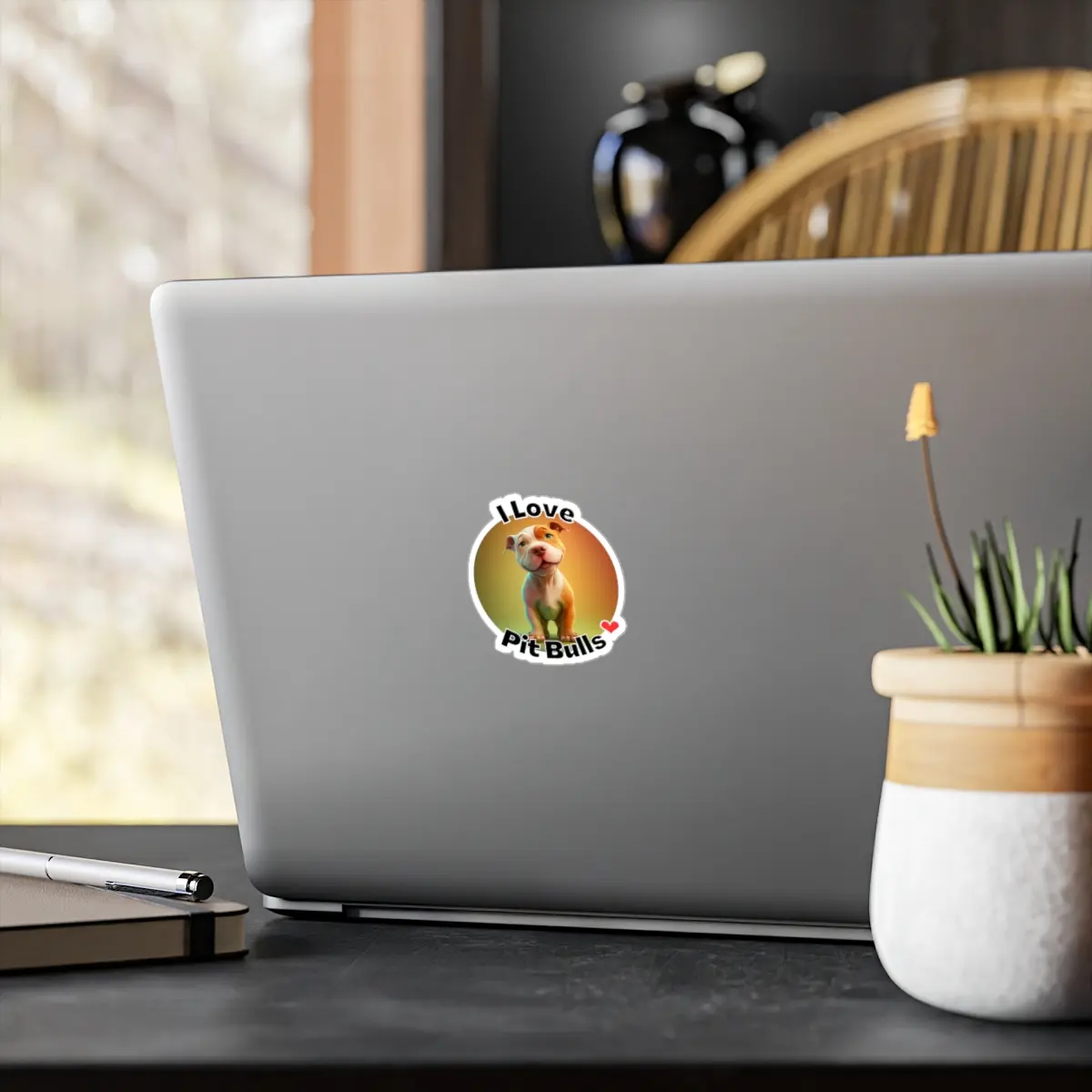 Pit Bull Decal Sticker: I Love Pit Bulls Kiss-Cut Waterproof Vinyl Sticker