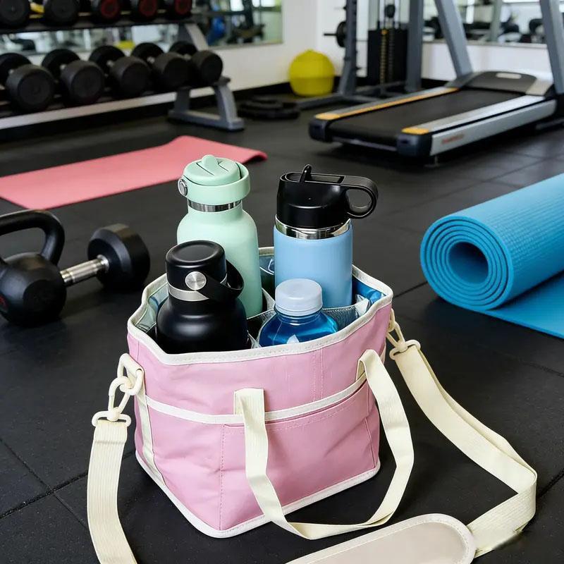 Family Size 4 Compartment Drink Bag Multiple Tumbler Carrier Caddy Heavy-Duty Nylon Water Bottle Holder for Hiking Walking with Large Front Storage Pocket - Drinkware Family Size 4 Compartment Drink Bag Multiple Tumbler Carrier Caddy Heavy-Duty Nylon Water Bottle Holder for Hiking Walking with Large Front Storage Pocket - Drinkware