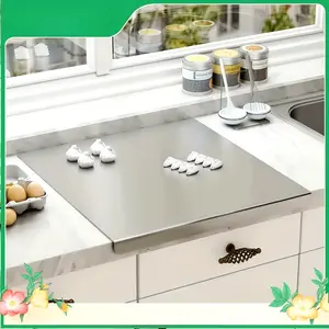 1PC 304 Stainless Steel Cutting Board Butcher Block for Kitchen Household Rolling Board with Spacious Surface Area for Chopping Knives
