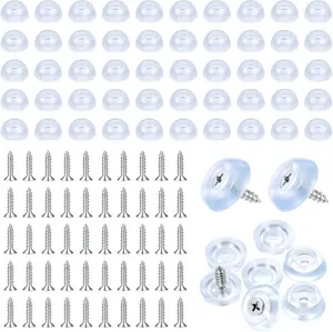 50 PCS Small Rubber Feet for Cutting Board, Clear Rubber Cutting Board Feet Non Slip with Stainless Screws, Small Round Rubber Bumpers