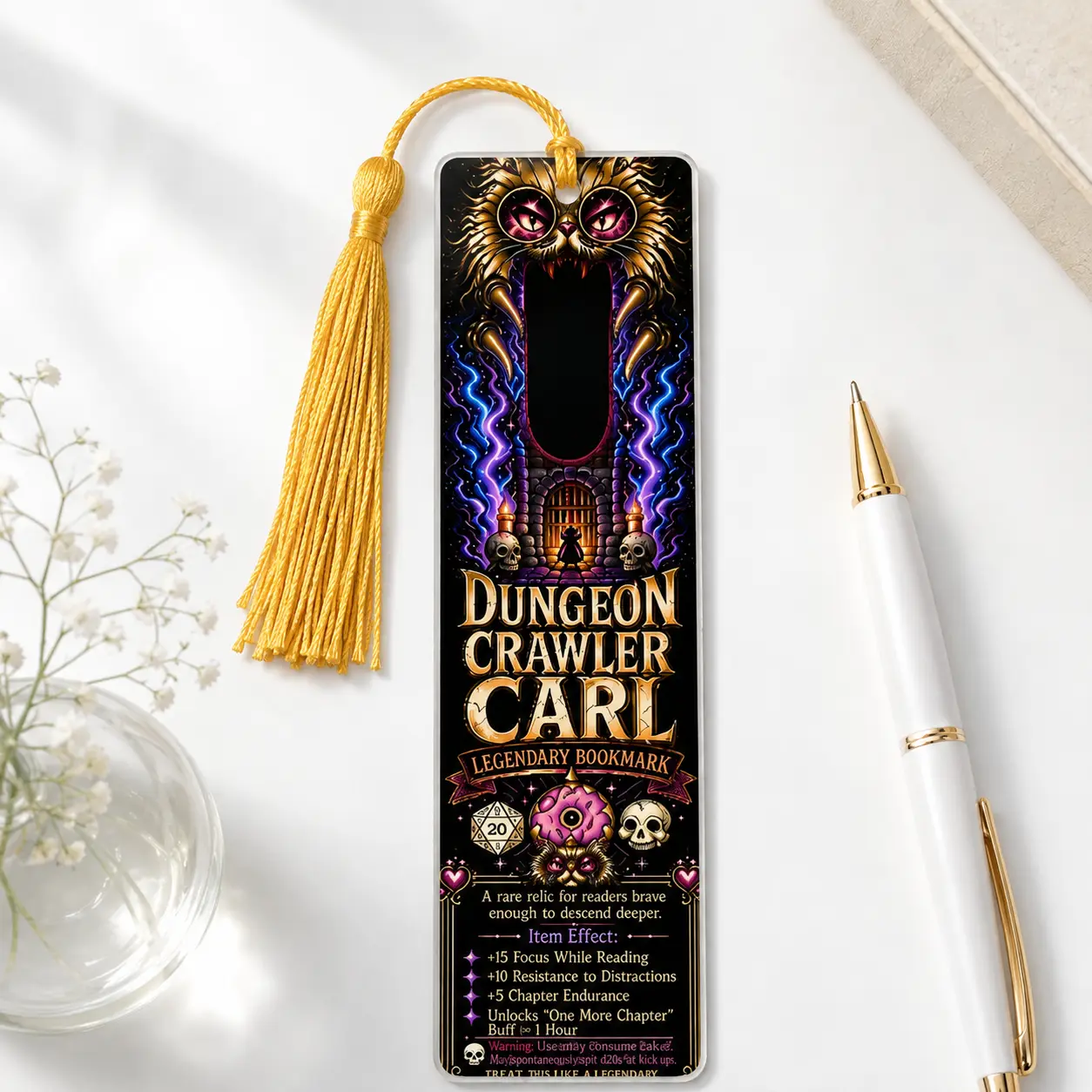 Dungeon Crawler Carl Bookmark acrylic,  Bookmark with Tassel Fantasy Bookmark Book Lover Gift Gifts for Readers Princess Donut LitRPG Gift