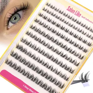 Self-Adhesive False Eyelashes, Natural Look, Fine Lash Clusters, Pre-Stuck Clustered False Eyelashes, 8-12mm Short Natural Lashes, 120 Pcs