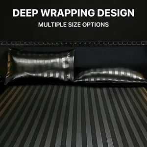 Luxury Satin Bedding Set, Striped Design, Multiple Colors Available (, Blue), Soft & Cool Touch, Fits Queen/king Size Beds