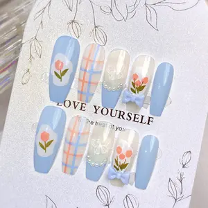 New press-on nails, finished nail pieces, tulip nail stickers, removable nail patches wholesale A78Red Press on Nails Glossy Almond Shape Fake Nails Valentines Day Nails for Women