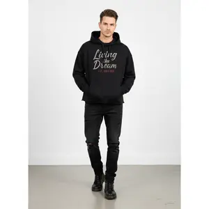 Cropped Black Hoodie — “Living the Dream” (F. Krueger)