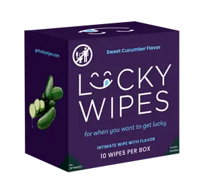 Lucky Wipes For Men Sweet Cucumber Flavored Wipes 10 Wipes per Box - Scented and Flavored, Gentle, Personal Care, pH Optimized