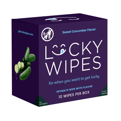 Sweet Cucumber Flavored Wipes For Men, Lucky Wipes,  10 Wipes per Box, Scented and Flavored, Gentle, Personal Care, pH Optimized men's hygiene, Made in the USA Travel Wipes