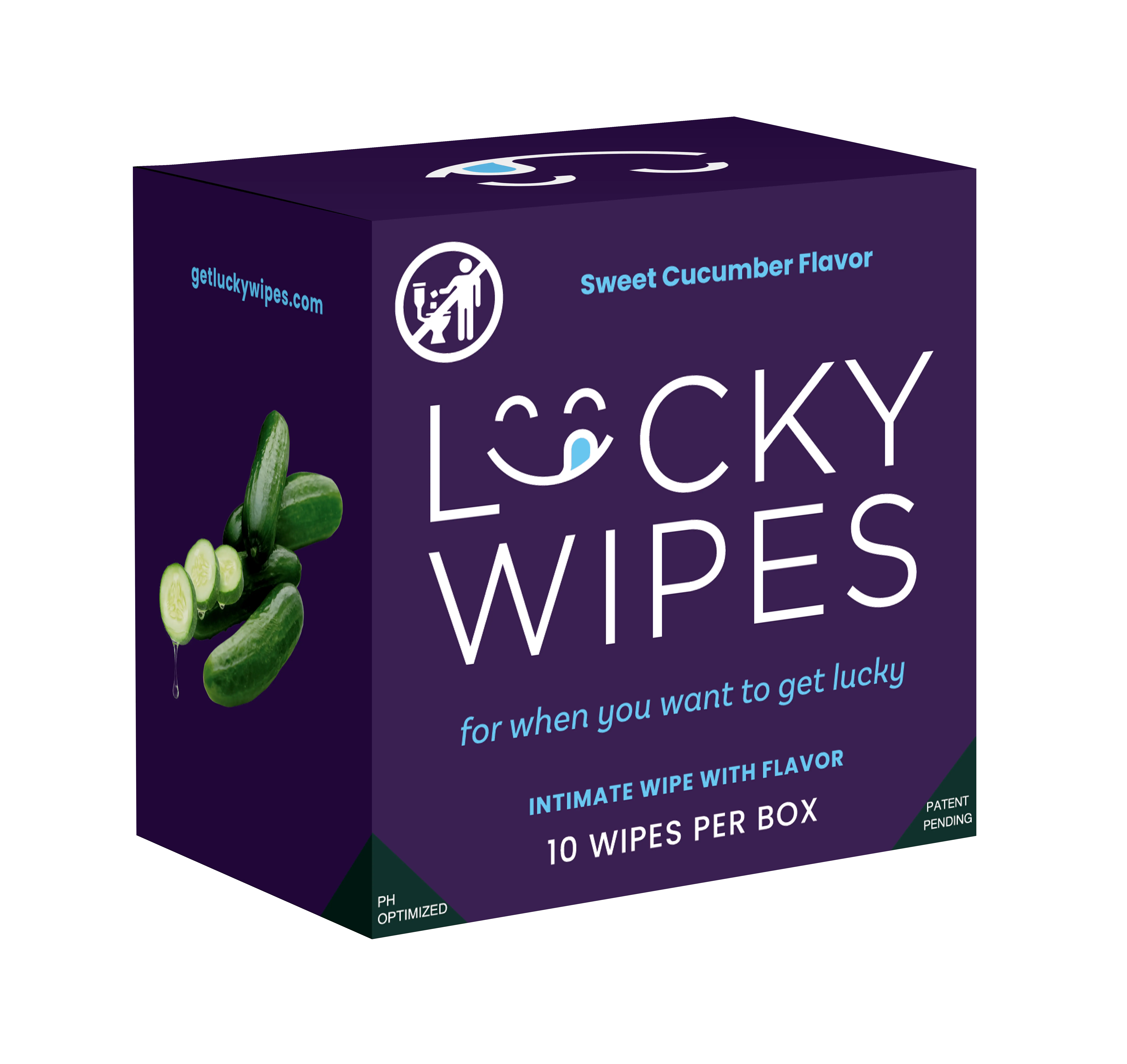 Sweet Cucumber Flavored Wipes For Men, Lucky Wipes, 10 Wipes per Box, Scented and Flavored, Gentle, Personal Care, pH Optimized men's hygiene, Made in the USA Travel Wipes