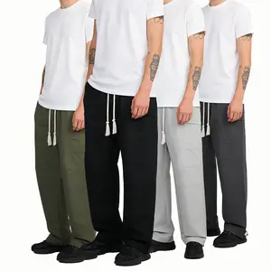 Men's Loose Pocket Drawstring Waist Cargo Pants Casual Comfy Zipper Cargo Pants for Daily Outdoor Wear Baggy Trousers in