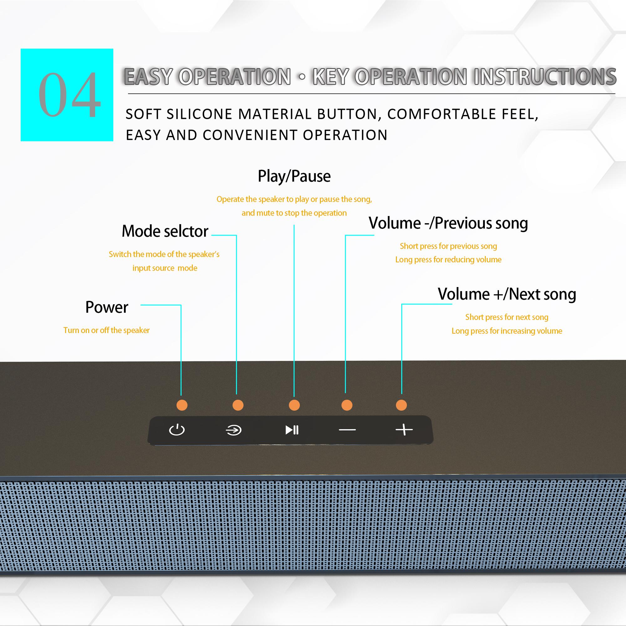 Sound Box, Bluetooth 5.0 Soundbar Speaker, Home Theater 3D Soundbars Bass Subwoofer With ARC,OPT,Coaxial Line Remote Control