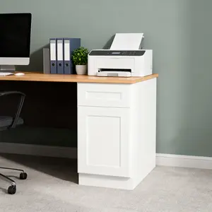 18" White Shaker Base Cabinet with Soft-Closing Drawer Single Door Solid Wood Adjustable Shelf Ready-to-Assemble for Kitchen Bathroom Laundry and Garage 18W x 24D x 34.5H