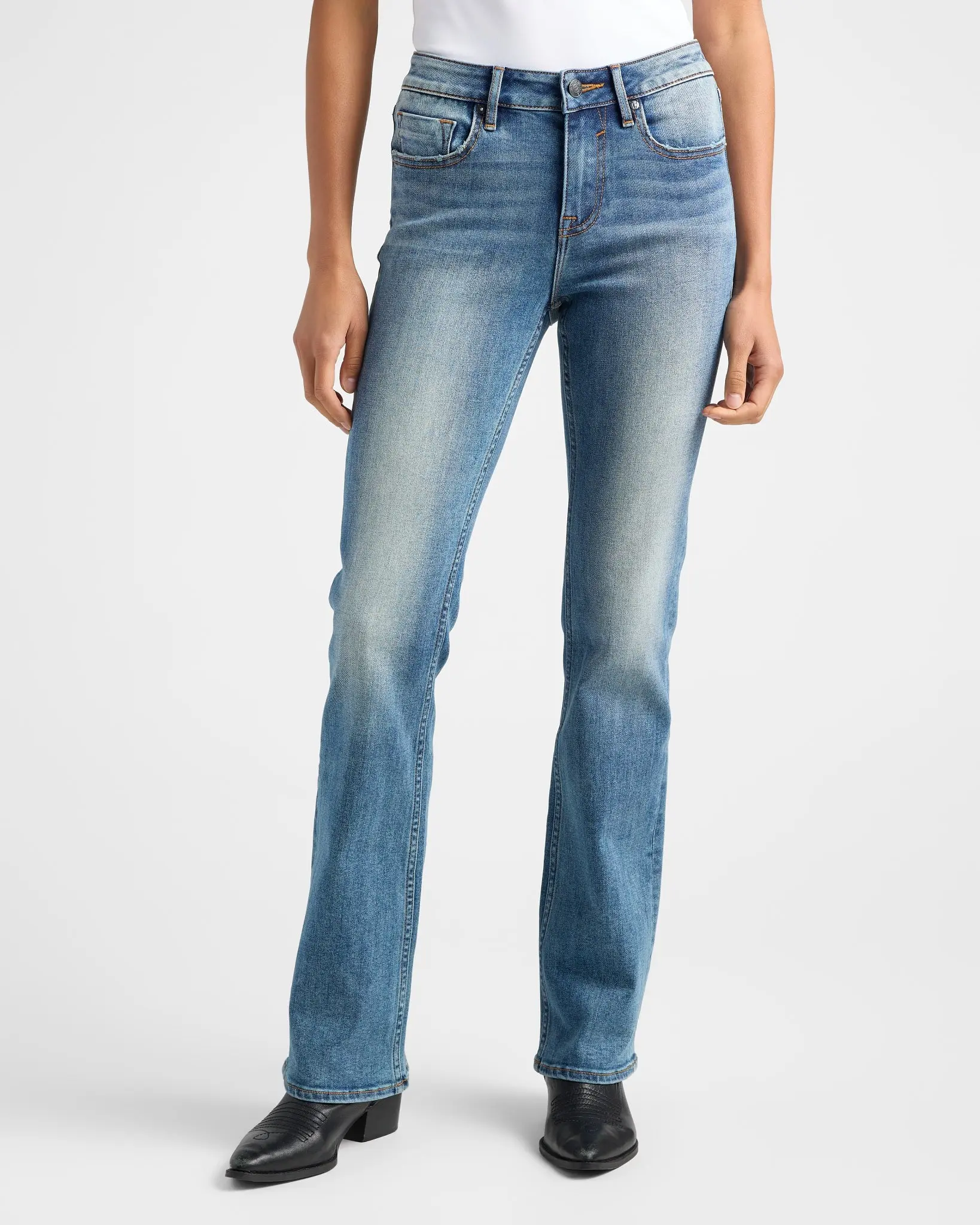 Jagger Mid-Rise Bootcut Jeans for Women, On-Trend Loose Fit Long Denim Pants with a Flattering Silhouette, Shacket, Bottom