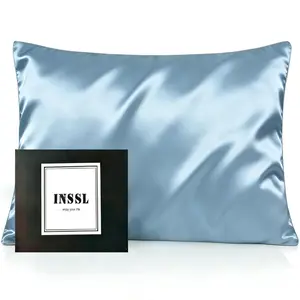 INSSL 1 pc Silk Pillowcase for Women, Mulberry Silk Pillowcase for Hair and Skin Soft Breathable Smooth Natural Silk Pillowcase with Zipper Beauty Sleep