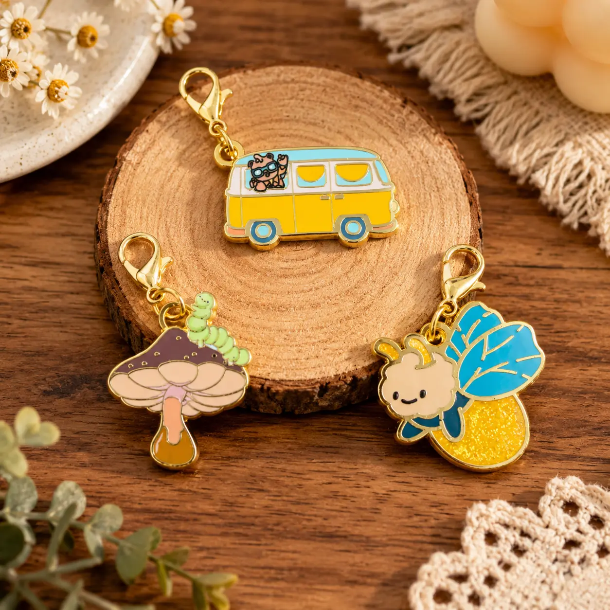 Party Animals Enamel Clip-On Charm | Van, Mushroom or Buggy