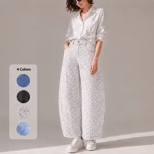 BLUEMOMENT High Waist Leopard Print Baggy Barrel Jeans for Women Trendy Loose Fit Trousers Curvy Friendly Wide Leg Pants Casual Streetwear Bottoms Womenswear Denim